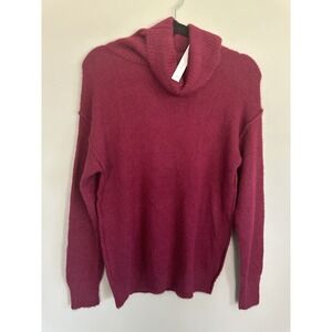 NWT‎ Nordstrom Caslon Oversized XS Soft Red Turtleneck Long Sleeve Tunic Sweater